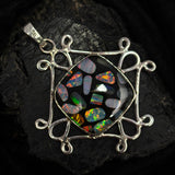 A+ CERTIFIED 46 Ct Square Cushion 925 Starling Silver Natural Opal Stone Pendant