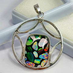 NATURAL 45 Ct Cushion Opal 925 Starling Silver CERTIFIED Gems Pendant Free Gift