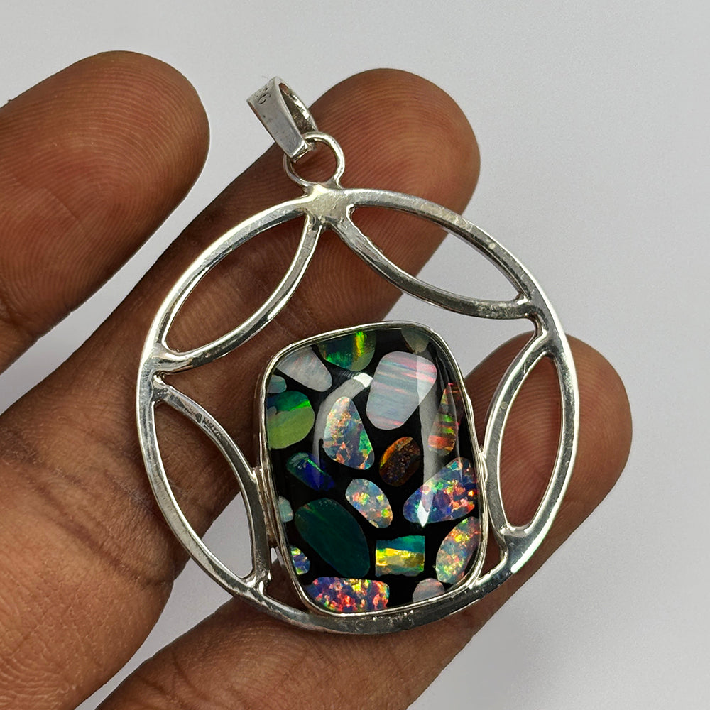 NATURAL 45 Ct Cushion Opal 925 Starling Silver CERTIFIED Gems Pendant Free Gift