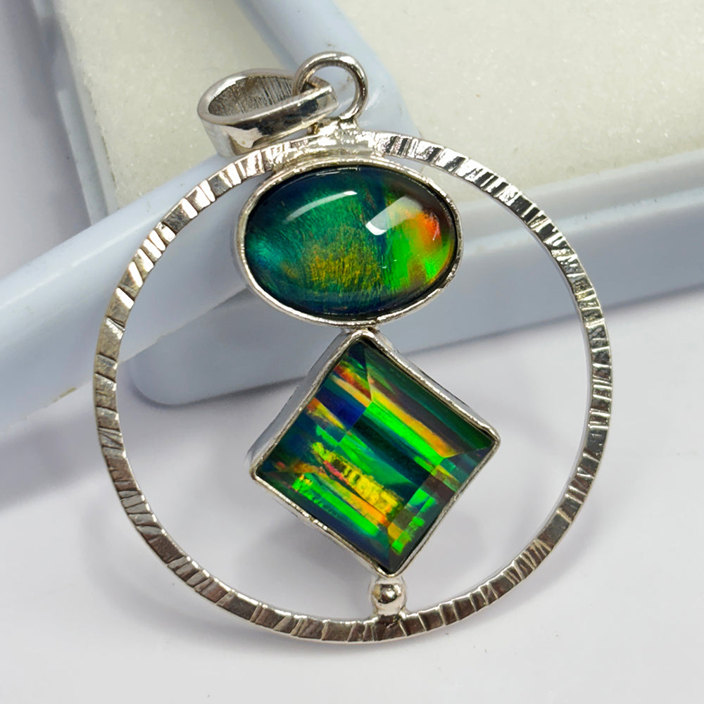 Beautiful Fancy Pendant 36Ct CERTIFIED Natural Opal 925 Sterling Silver Gemstone