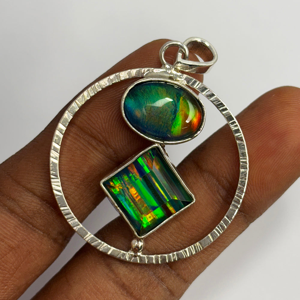 Beautiful Fancy Pendant 36Ct CERTIFIED Natural Opal 925 Sterling Silver Gemstone