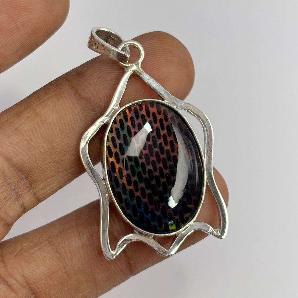 CERTIFIED 36 Ct Natural Oval Opal 925 Starling Silver Gemstone Pendant Free Gift
