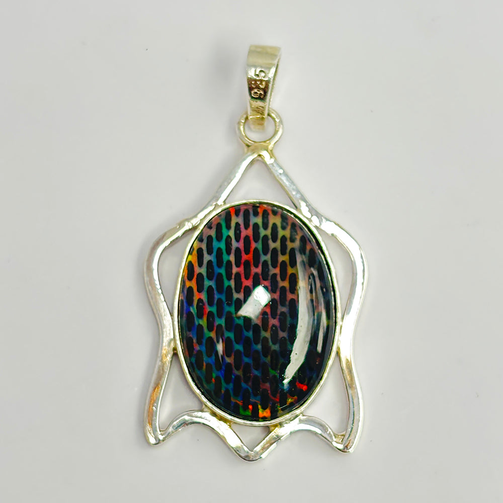 CERTIFIED 36 Ct Natural Oval Opal 925 Starling Silver Gemstone Pendant Free Gift