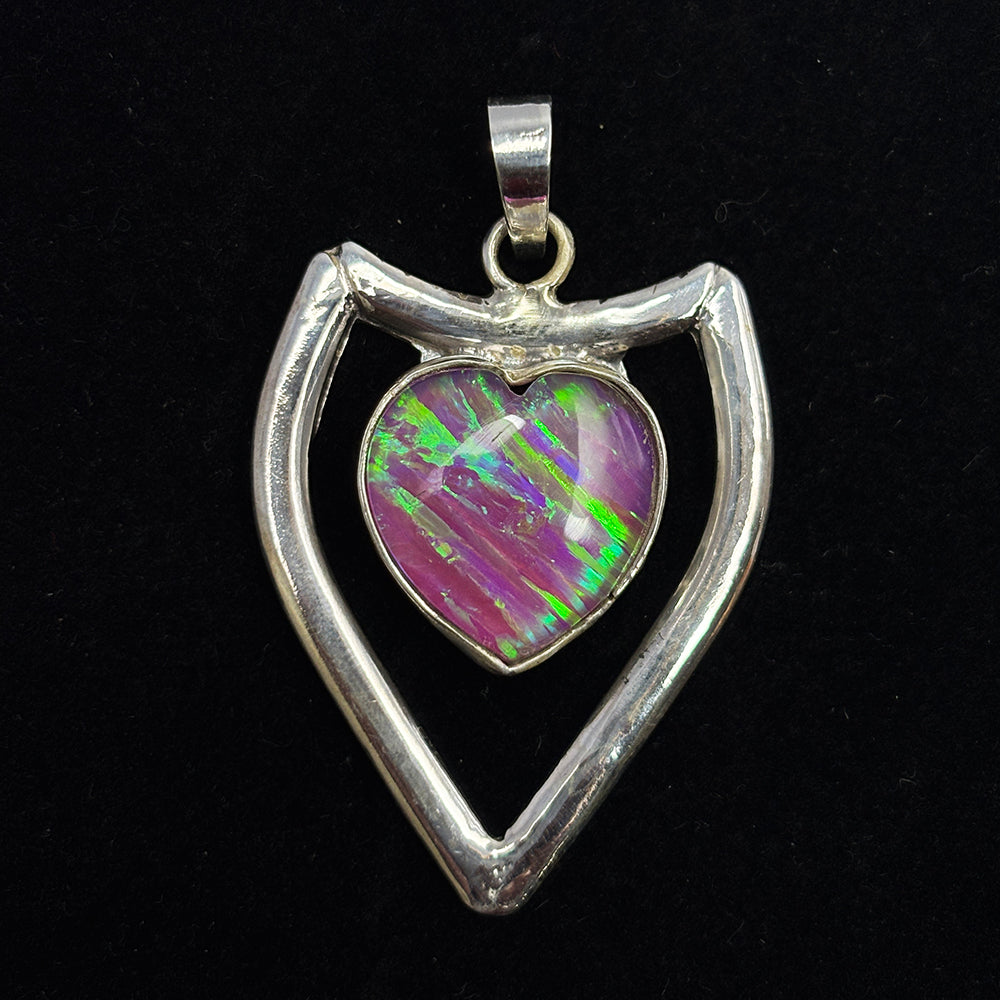 Flawless Heart 42 Ct Natural Opal Pendant CERTIFIED 925 Sterling Silver Delivery