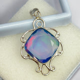 Flawless Natural Square Cushion 43 Ct CERTIFIED 925 Sterling Silver Pendant Gems