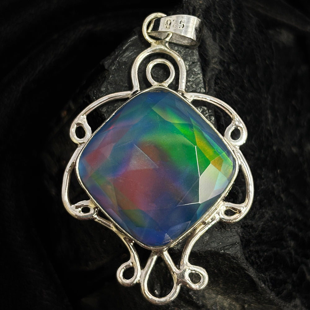 Flawless Natural Square Cushion 43 Ct CERTIFIED 925 Sterling Silver Pendant Gems