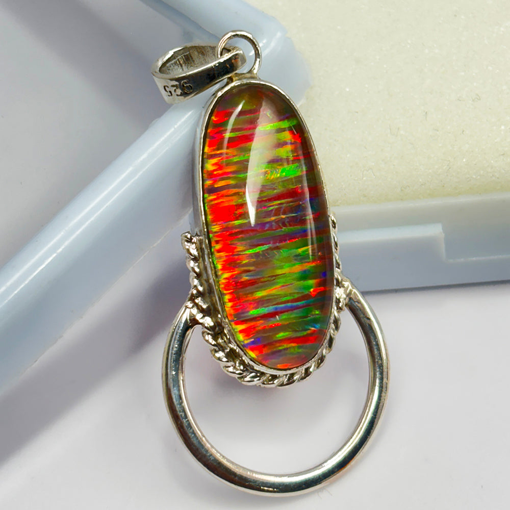 CERTIFIED 925 Sterling Silver Pendant 31 Ct Natural Opal Oval Gems Free Delivery