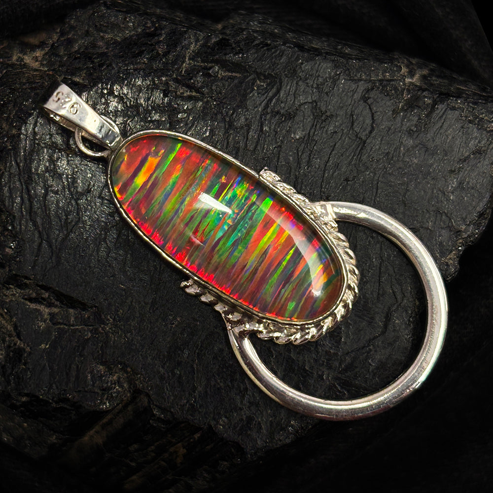 CERTIFIED 925 Sterling Silver Pendant 31 Ct Natural Opal Oval Gems Free Delivery