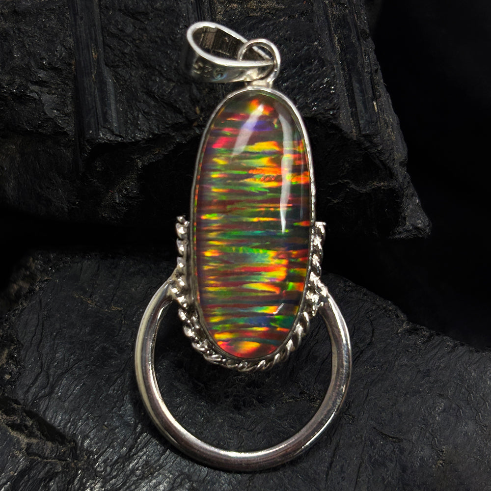 CERTIFIED 925 Sterling Silver Pendant 31 Ct Natural Opal Oval Gems Free Delivery