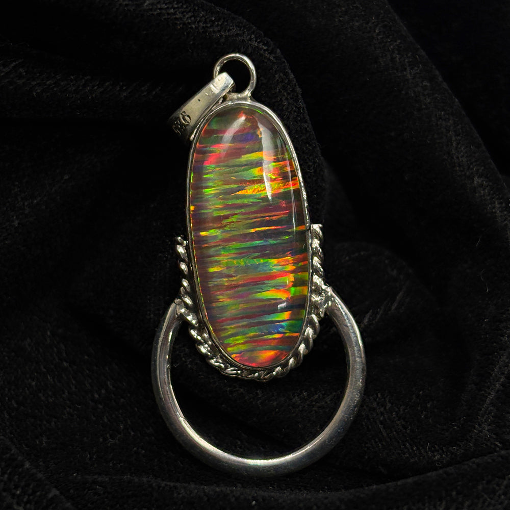 CERTIFIED 925 Sterling Silver Pendant 31 Ct Natural Opal Oval Gems Free Delivery