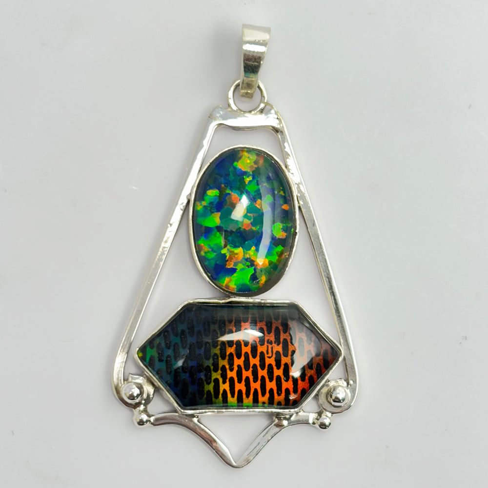 925 Sterling Silver 52 Ct Natural CERTIFIED Opal Fancy Pendant For Birthday Gift