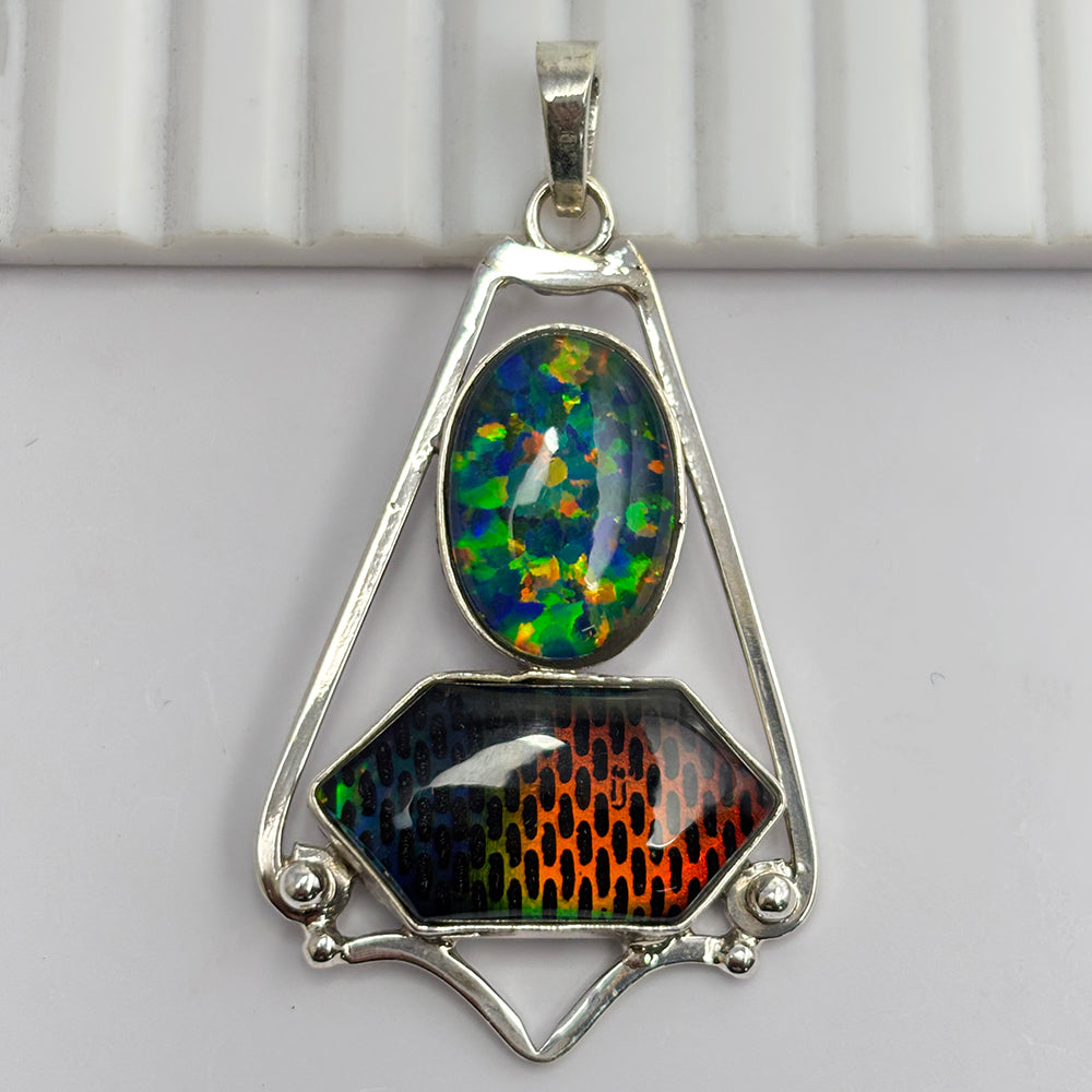 925 Sterling Silver 52 Ct Natural CERTIFIED Opal Fancy Pendant For Birthday Gift