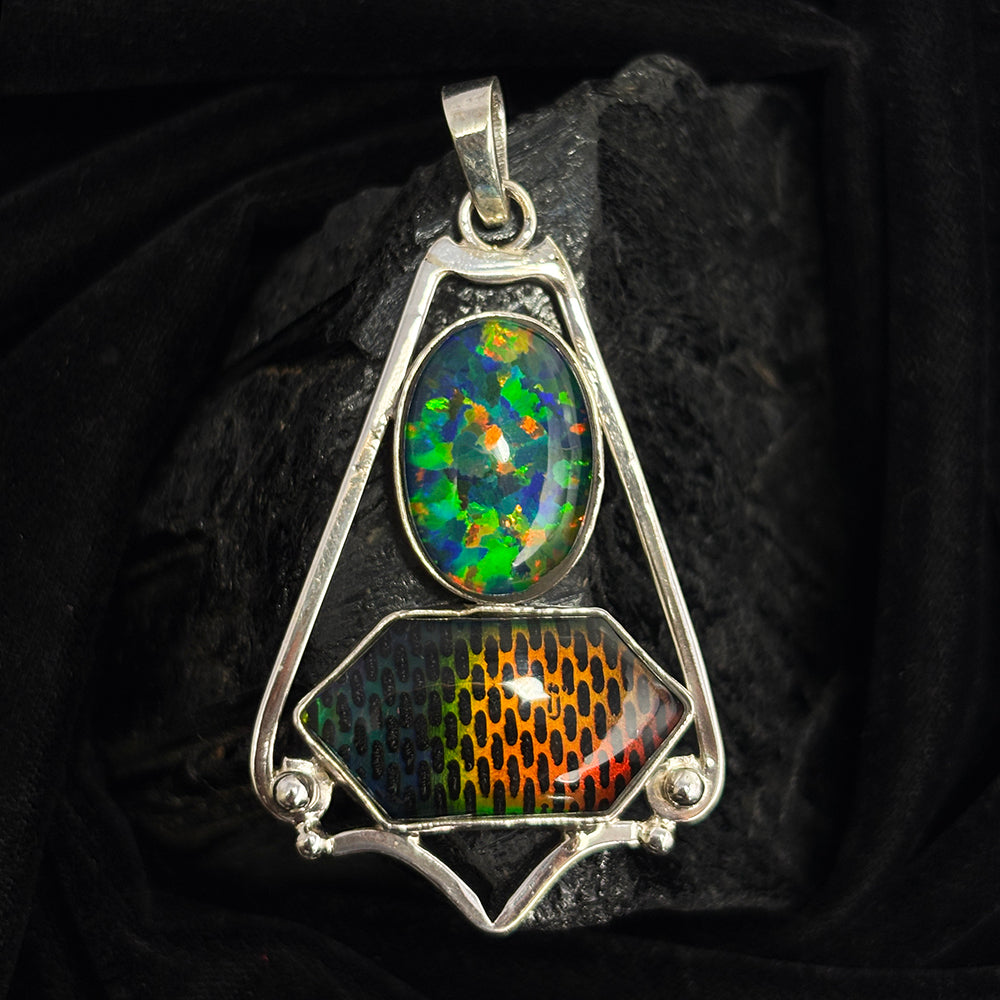 925 Sterling Silver 52 Ct Natural CERTIFIED Opal Fancy Pendant For Birthday Gift