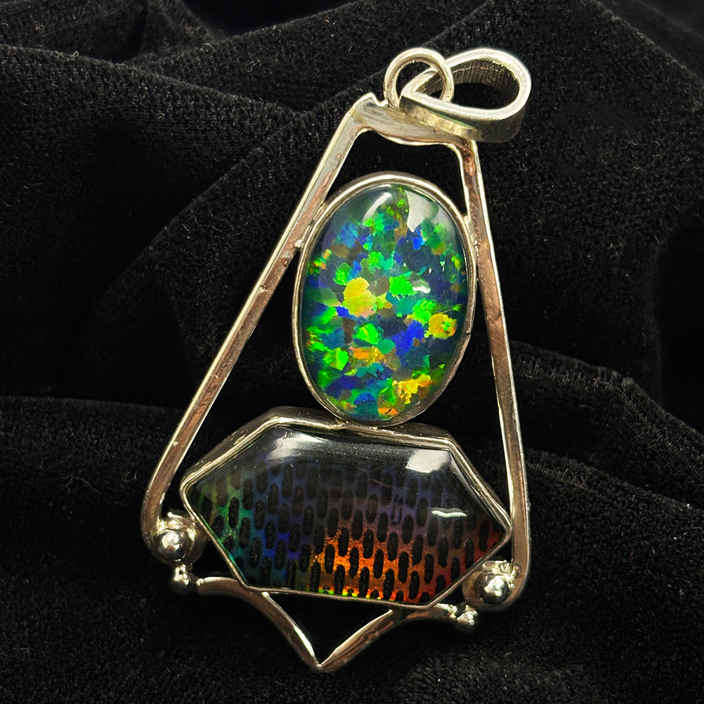 925 Sterling Silver 52 Ct Natural CERTIFIED Opal Fancy Pendant For Birthday Gift