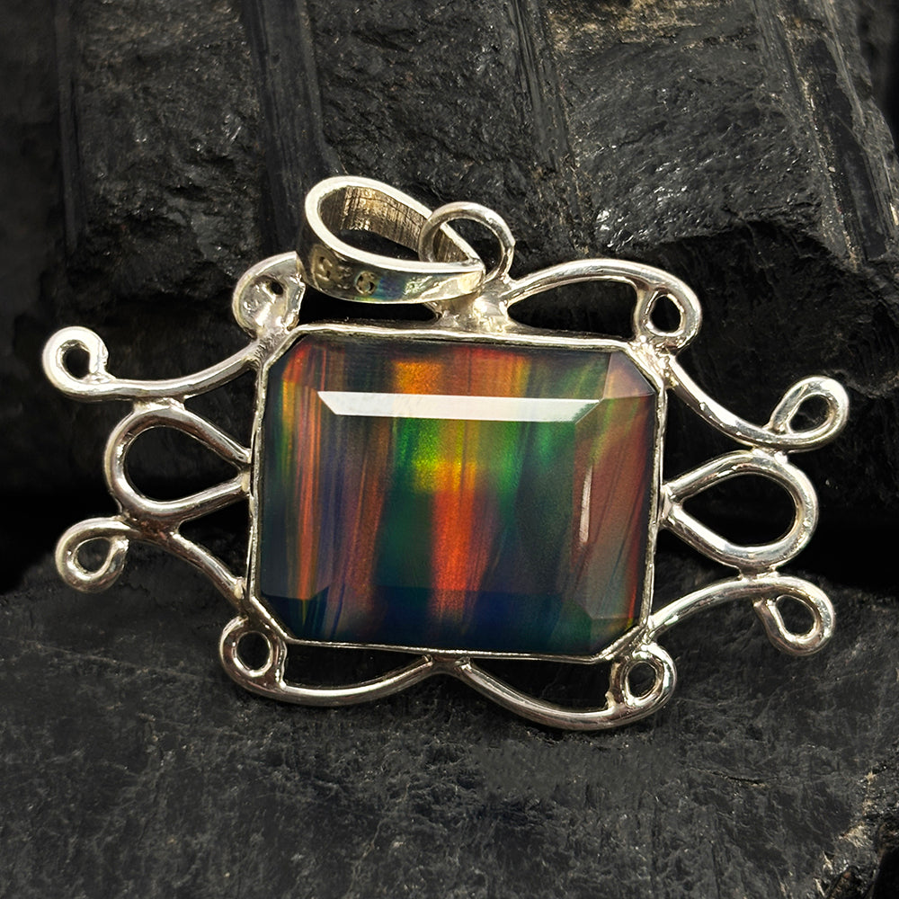 CERTIFIED 32 Ct Opal 925 Starling Silver Natural Emerald Pendant Gift For Him