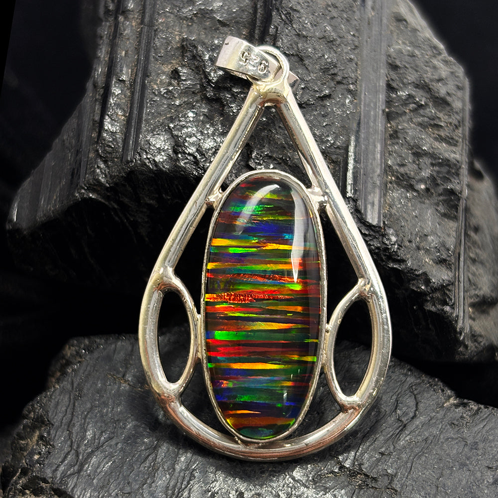 Beautiful Oval Opal 35 Ct Natural CERTIFIED 925 Sterling Silver Pendant Gemstone