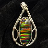 Beautiful Oval Opal 35 Ct Natural CERTIFIED 925 Sterling Silver Pendant Gemstone