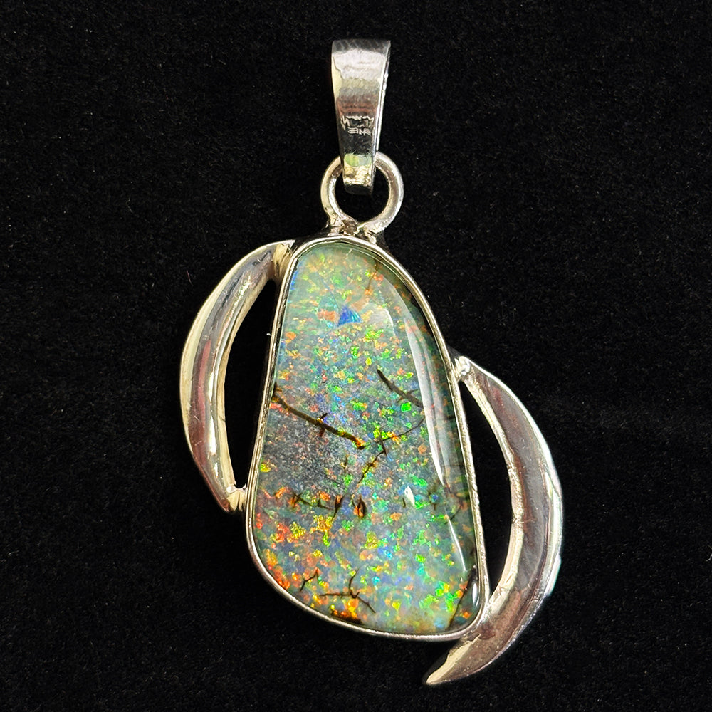 CERTIFIED Natural Opal 29 Ct Fancy 925 Sterling Silver Gems Pendant Gift For Him