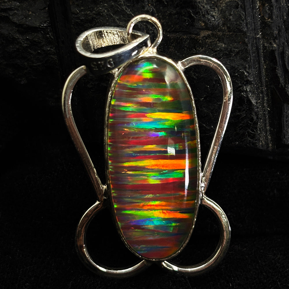 Extremely Rare Natural 30 Ct Oval Opal 925 Sterling Silver CERTIFIED Pendant