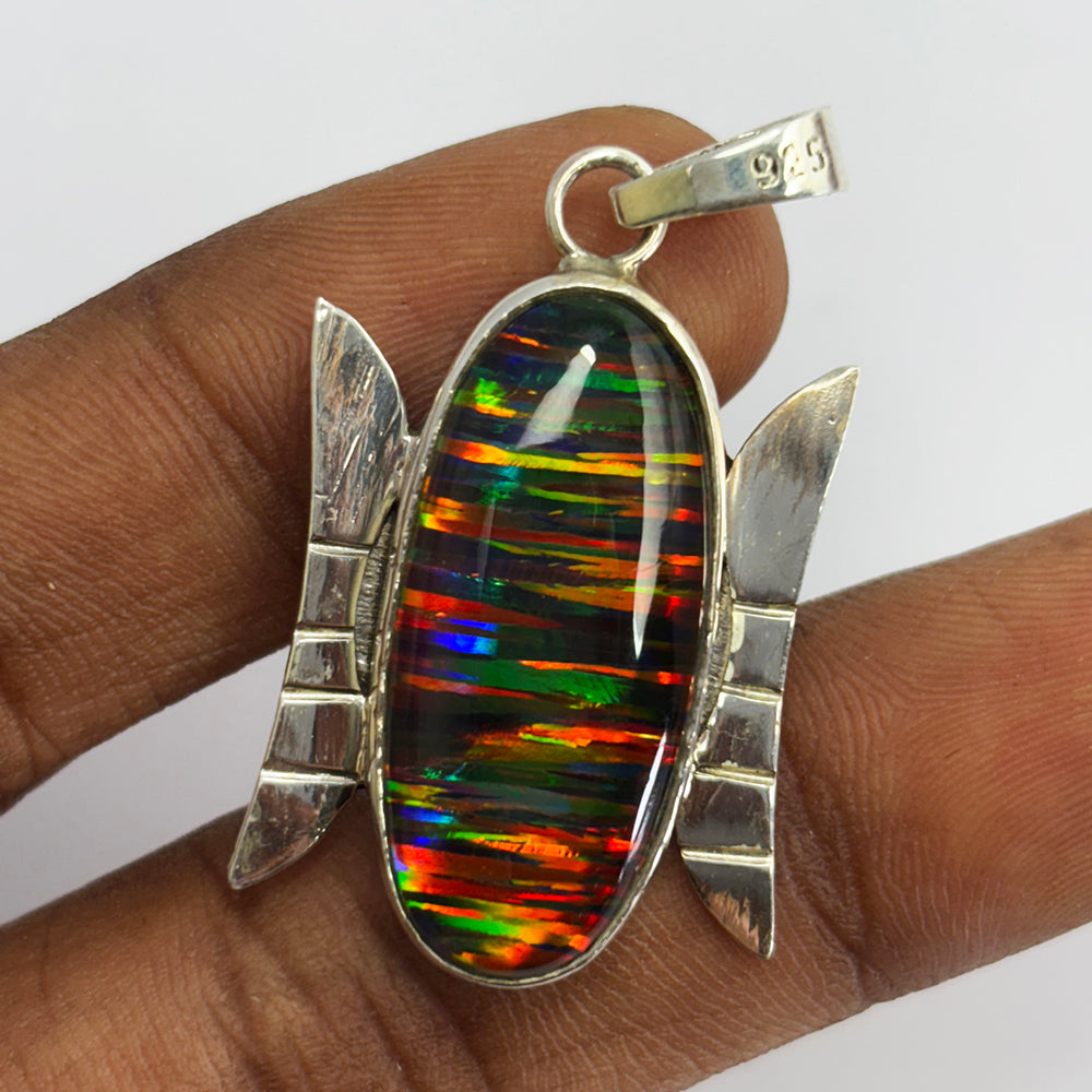 sterling silver opal pendant