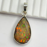 CERTIFIED Natural Fire Opal 24 Ct 925 Sterling Silver Pendant Pear Gems For Gift