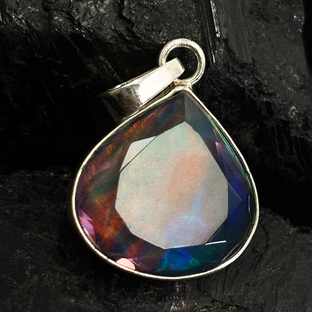Top Quality Natural Opal 28 Ct Pear CERTIFIED 925 Starling Silver Gems Pendant