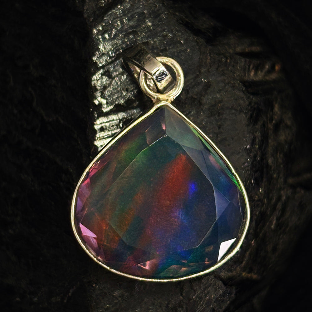 Top Quality Natural Opal 28 Ct Pear CERTIFIED 925 Starling Silver Gems Pendant