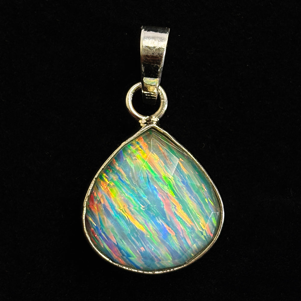 Top Quality Natural Opal 28 Ct Pear CERTIFIED 925 Starling Silver Gems Pendant