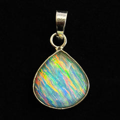 Top Quality Natural Opal 28 Ct Pear CERTIFIED 925 Starling Silver Gems Pendant