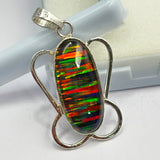 CERTIFIED Natural Opal Multicolor 30 Ct Oval Gems 925 Sterling Silver Pendant
