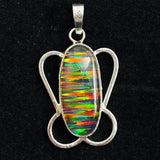 CERTIFIED Natural Opal Multicolor 30 Ct Oval Gems 925 Sterling Silver Pendant