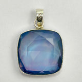 A+ CERTIFIED Natural Ammolite 33 Ct Square Cushion 925 Sterling Silver Pendant