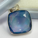 A+ CERTIFIED Natural Ammolite 33 Ct Square Cushion 925 Sterling Silver Pendant