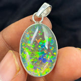 A+ Quality CERTIFEID 34 Ct 925 Sterling Silver Natural Oval Opal Gems Pendant