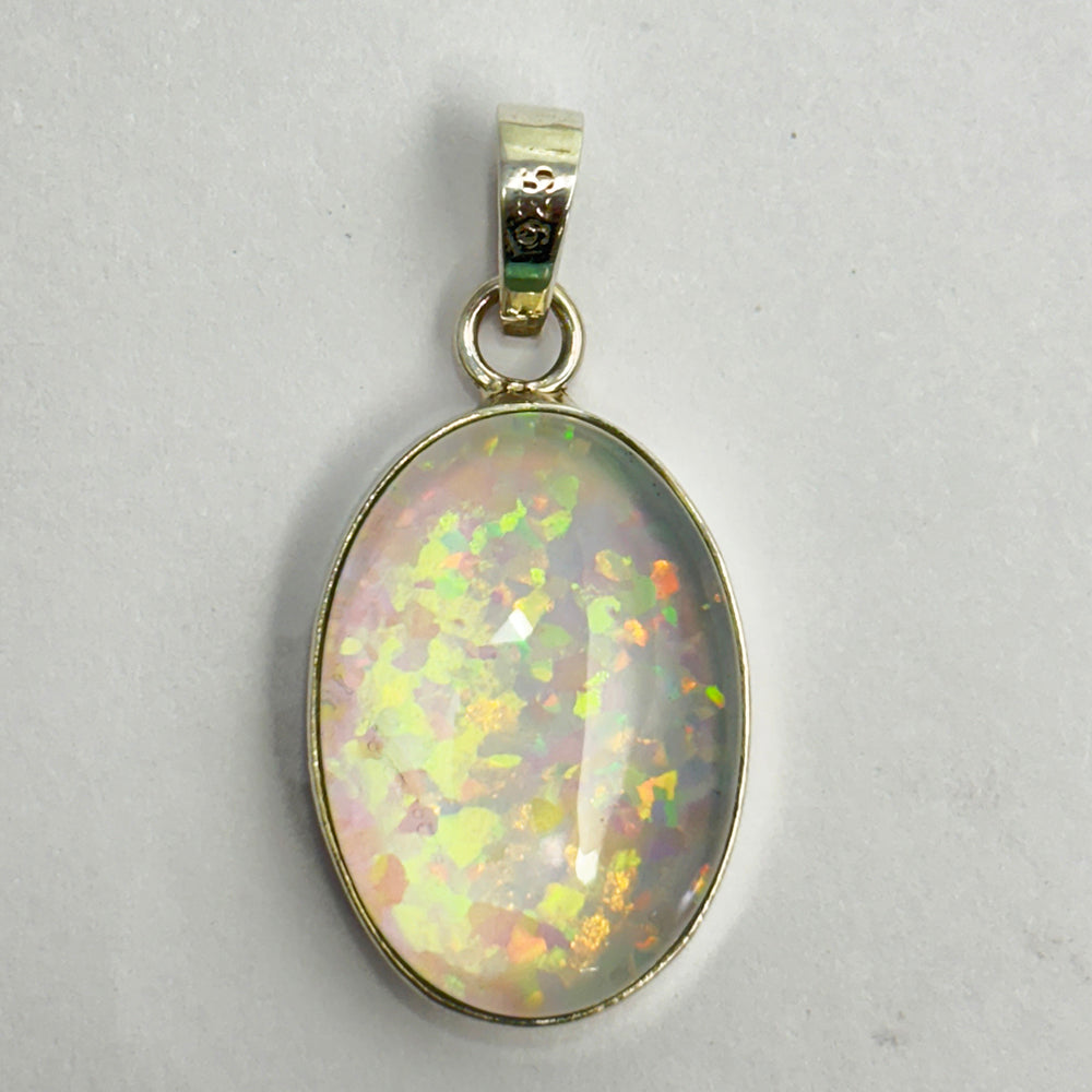 A+ Quality CERTIFEID 34 Ct 925 Sterling Silver Natural Oval Opal Gems Pendant
