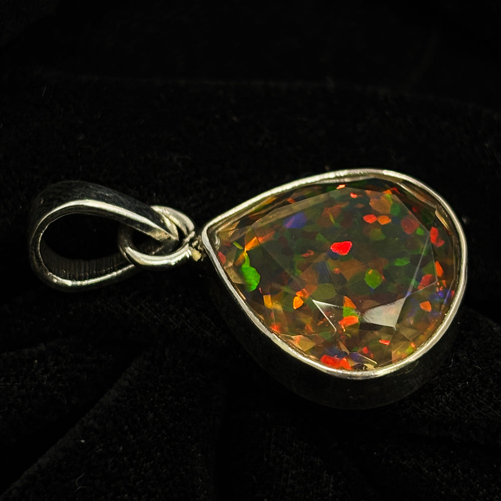 CERTIFIED Natural Fire Opal 19 Ct Pear Cut 925 Sterling Silver Gemstone Pendant