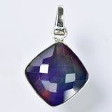 CERTIFIED Square Cushion 28Ct Natural Opal 925 Sterling Silver Pendant Free Gift