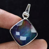 CERTIFIED Square Cushion 28Ct Natural Opal 925 Sterling Silver Pendant Free Gift