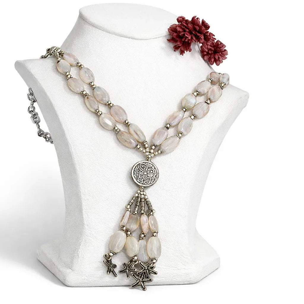 284ct natural silver moonstone – sterling silver necklace