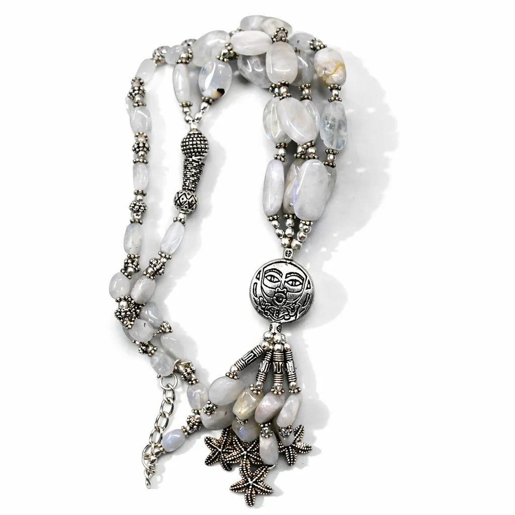 284ct natural silver moonstone – side profile showing depth