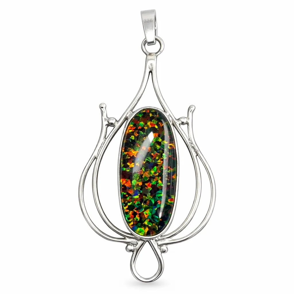 sterling silver opal pendant
