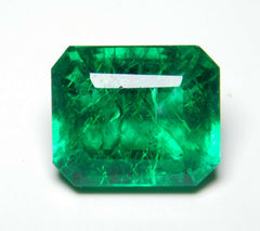 7.10 Ct CERTIFIED Emerald Cut Loose Gemstone Natural Green Emerald Colombian