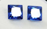 Certified loose gemstone pair, natural blue sapphires, square cut, 7x5 mm, 2.00 carats total.

