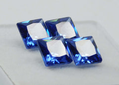 4.00 Ct 4 PCS Natural Blue Sapphire Square 7x5 mm Gemstones Lot CERTIFIED