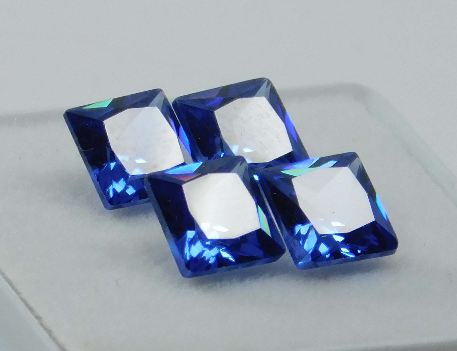 4.00 Ct 4 PCS Natural Blue Sapphire Square 7x5 mm Gemstones Lot CERTIFIED