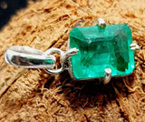 925 Sterling Silver 28.45 Ct Natural Green Pendant CERTIFIED Emerald Cut Stone