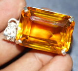 A++ CERTIFIED 925 Sterling Silver 42 Ct NATURAL Yellow Topaz Gemstone Pendant