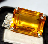 A++ CERTIFIED 925 Sterling Silver 42 Ct NATURAL Yellow Topaz Gemstone Pendant