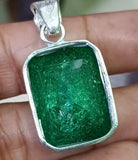 925 Sterling Silver 44 Ct Natural Green Emerald CERTIFIED Emerald Gems Pendant