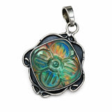Pendant with a colorful, iridescent design 